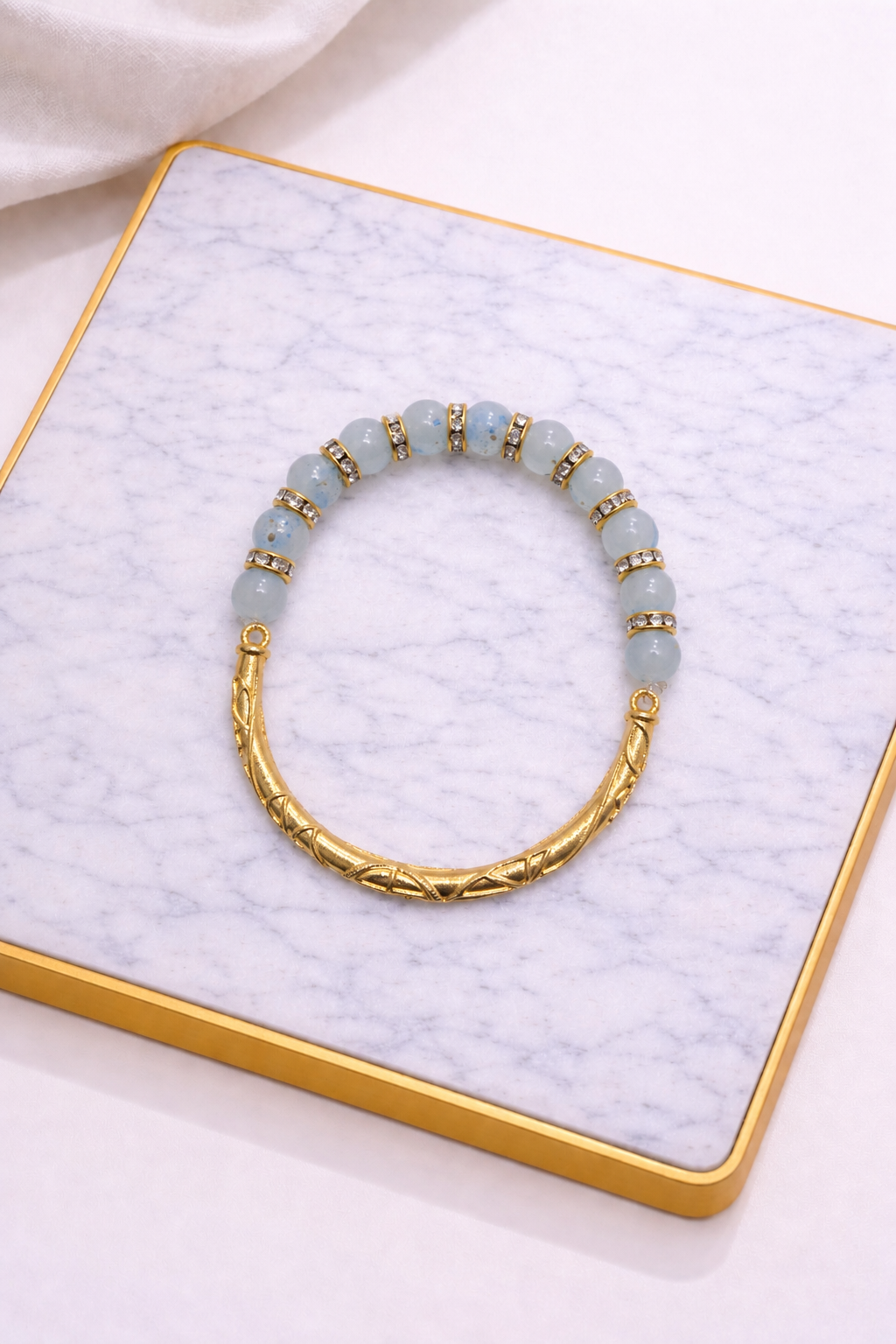 Sky blue luxe bar bracelet