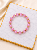 Pink cat eye gold bracelet